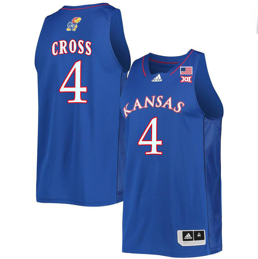 Men #4 Justin Cross Kansas Jayhawks College Basketball Jerseys Stitched Sale-Royal